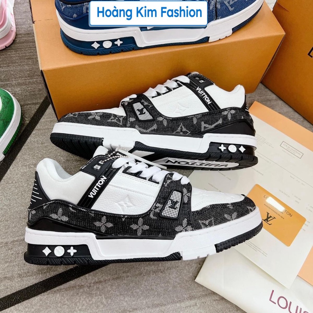 Giày Lv Louis Vuitton Trainer Black White, Giày Thể Thao Lv Đen Trắng Nam Nữ Hot Trend