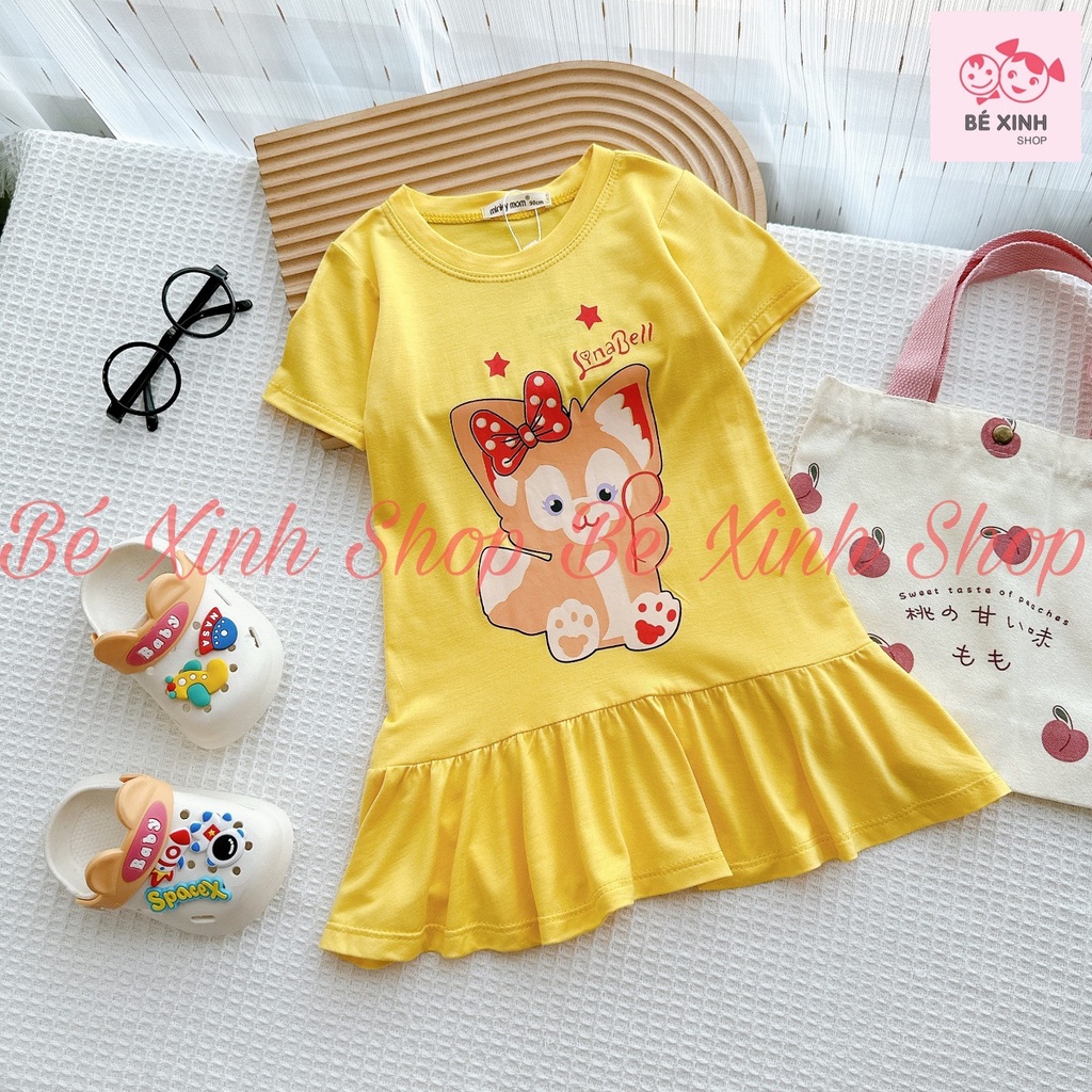 Váy Đầm Cho Bé Gái Thun Lạnh Cộc Tay Mùa Hè Minky Mom Váy Hè Đầm Thun Trẻ Em Bé Gái Mặc Nhà Mềm Mịn Mát ĐẦM CỘC TAY