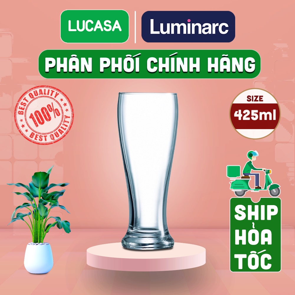 Ly Bia Thủy Tinh Luminarc Brasserie 425ml - Loại Cao L5185 | Phân Phối Chính Hãng