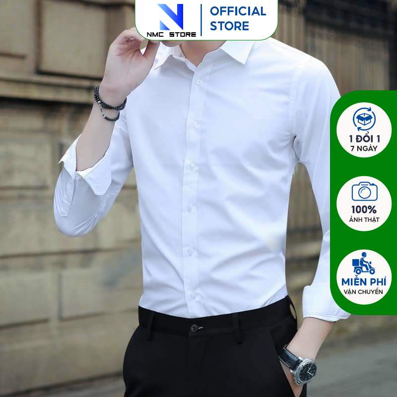 Áo sơ mi nam NMC công sở vải lụa cao cấp chống nhăn