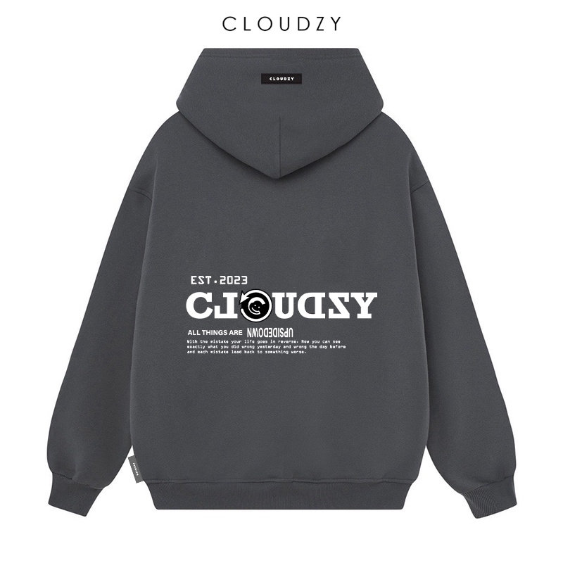 Áo khoác hoodie nam nữ local brand unisex cặp đôi nỉ ngoại cotton form rộng có mũ xám đen dày cute zip CLOUDZY REVERSED