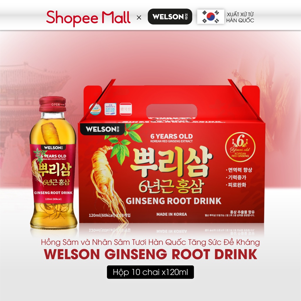 Combo Quà Biếu Cao Cấp Tăng Cường Sức Khỏe Welson Ginseng Root Drink Và Welson Lingzhi Red Ginseng