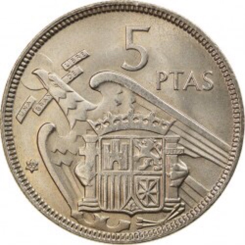 xu sưu tầm 5 pesetas của Tây ban nha 1957