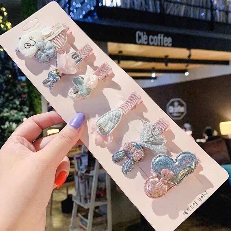 Set 6 kẹp tóc siêu xinh phong cách Hàn Quốc cho bé yêu