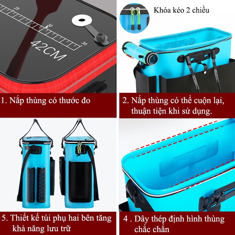 [Chất Lượng] Thùng Đựng Cá HongFeng Chất Liệu Nhựa Eva Cao Cấp [ Có Túi Phụ ] Chịu Tải Lớn, Siêu Bền