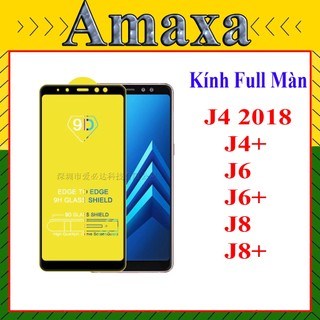 (2 Kính) Cường lực 9D Samsung  J4 2018/ J4+/ J6/ J6+/ J8/ J8+ Full Màn Hình ( Tặng giấy lau 1/2) Amaxa