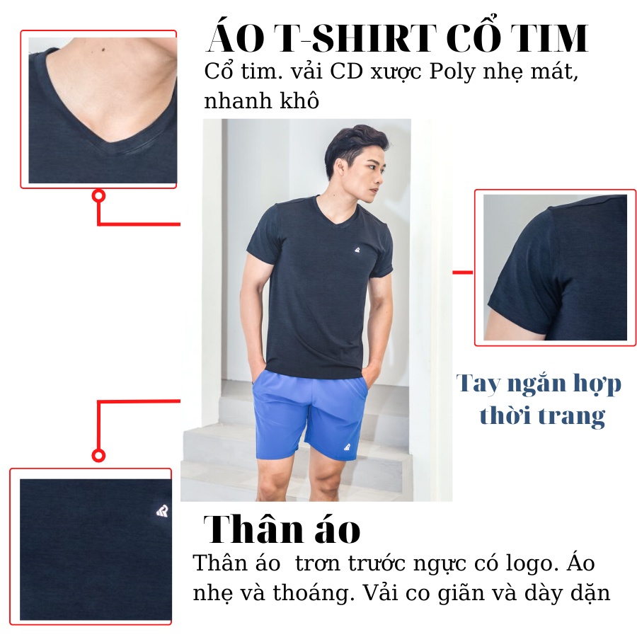 Áo thun nam KARIO cổ tim vải CD xược Poly phong cách thể thao KR20-06