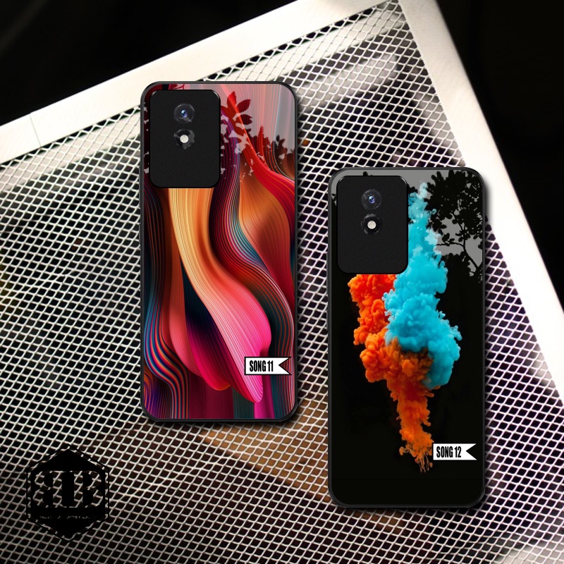 Ốp lưng kính cường lực Vivo Y02 hình sóng sắc màu