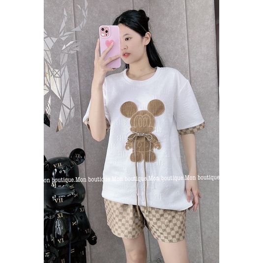 [ 𝐅𝐑𝐄𝐄 𝐒𝐇𝐈𝐏 ] Set áo phông Micky mix quần sooc BB siêu xinh Áo xốp dập nổi QC hoạ tiết chuẩn mẫu, hình đáp nổi sịn sò