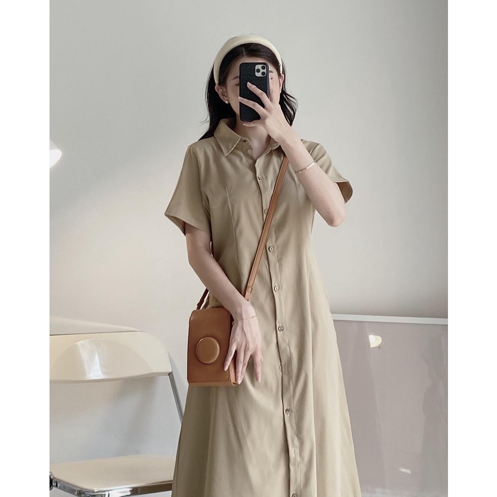 Váy thô cổ sơ mi chun lưng dáng dài Celyn.clothes