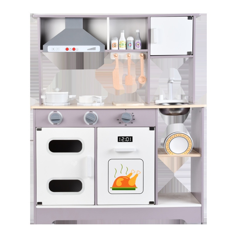 Đồ chơi bếp BABIBO bằng gỗ 72cm- 97cm màu ghi cho bé