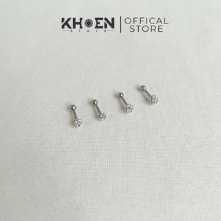 (1 Chiếc) Khuyên tai Bi đính đá 3mm và 4mm - Khoen Store