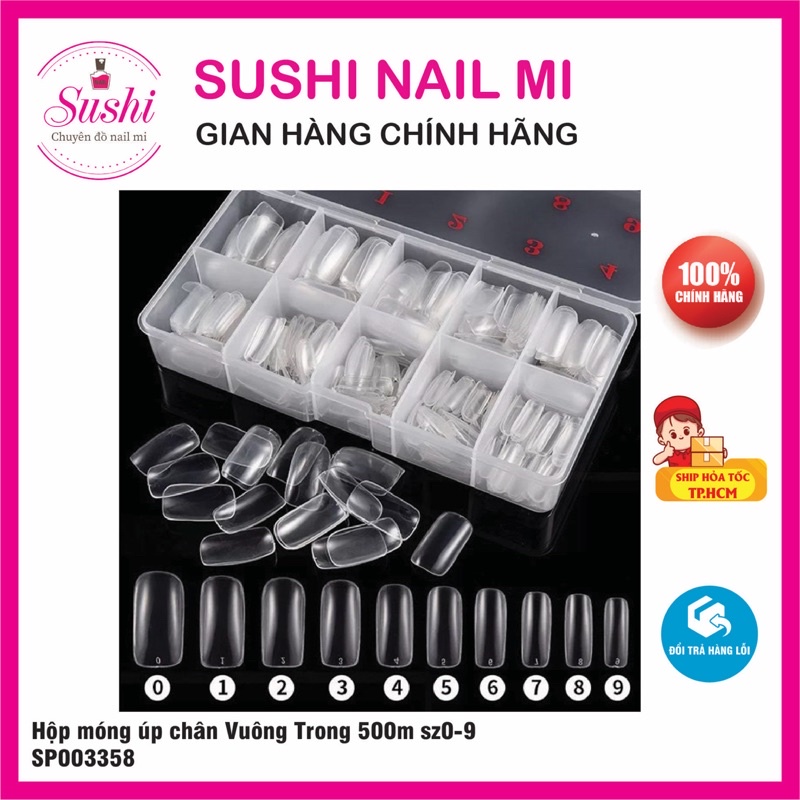 Hộp móng úp chân Vuông  - Hộp móng up chuyên dụng làm nail - Sushi Nail Mi
