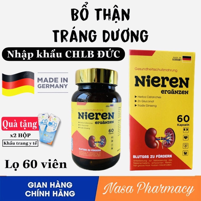 Bổ thận - bổ thận tráng dương - viên uống bổ thận nhập khẩu CHLB Đức NIEREN ERGANZEN lọ 60 viên