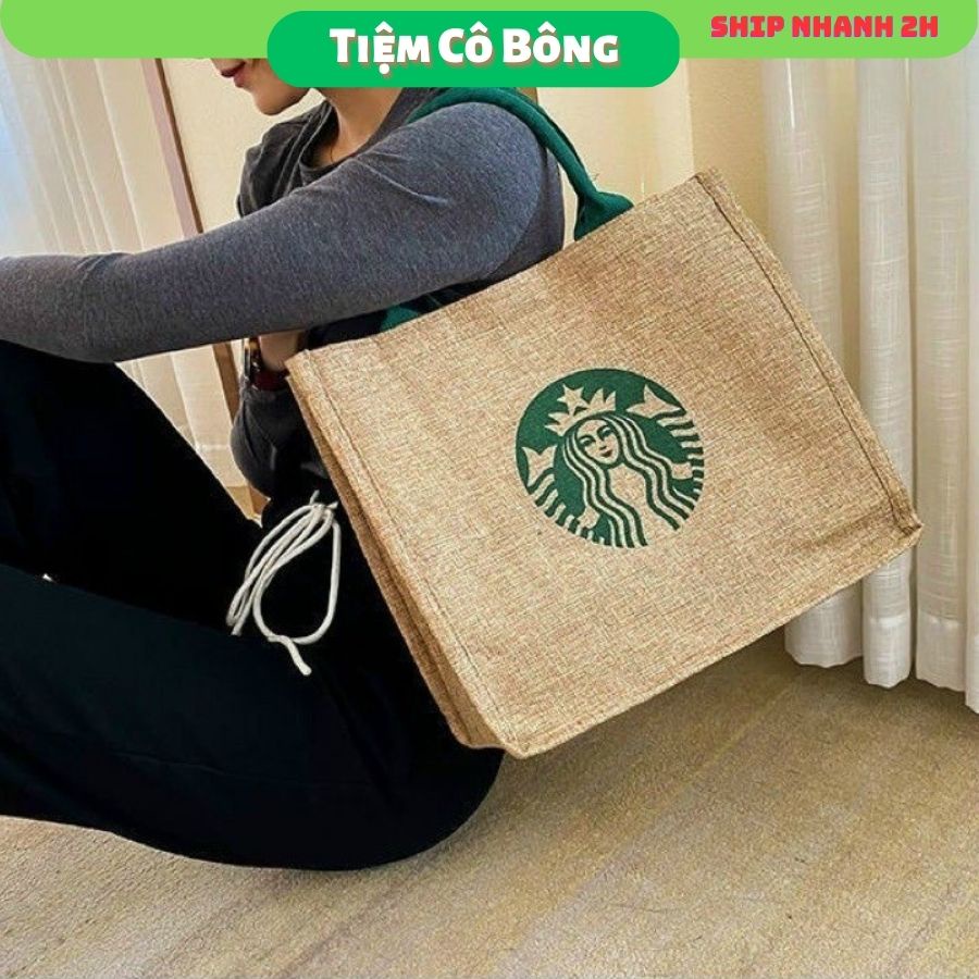 Túi cói dệt xách tay Starb - Hàng loại 1 có lót đẹp và khóa bấm