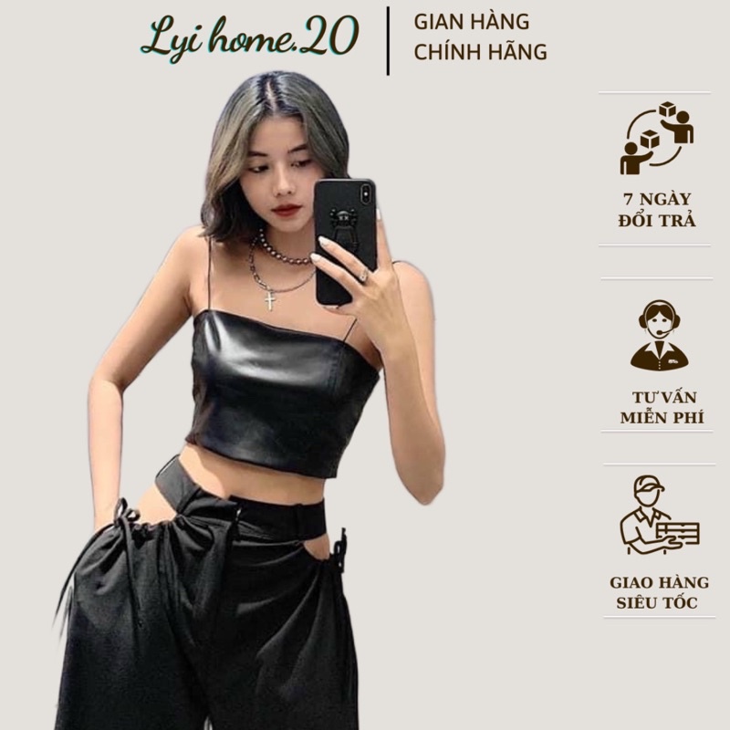 Áo thun hai dây croptop nữ chất da dày dặn form chuẩn đẹp Lyihome cực xinh xắn