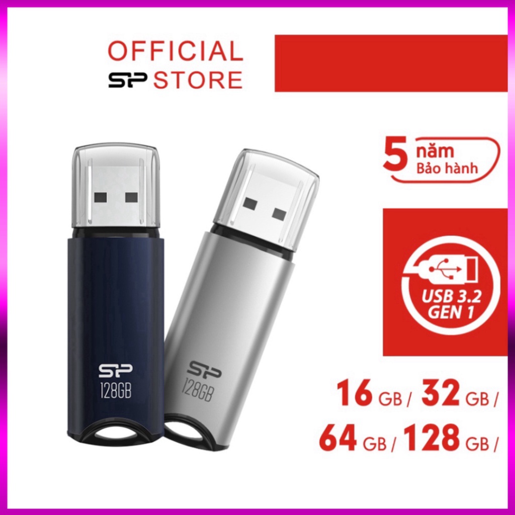 USB 3.0 Silicon Power Marvel M02 Hỗ trợ cổng USB 3.2 Gen 1 16GB/32GB/64GB/128GB -BH 5 năm - Siêu sale giá tốt
