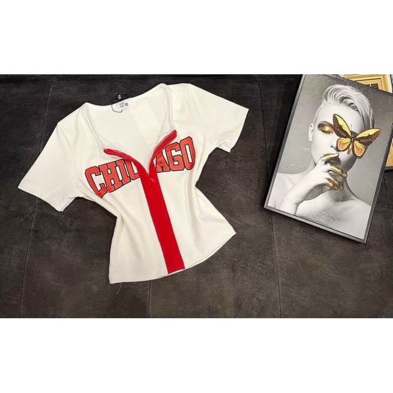 Áo Thun Croptop Tay Ngắn Khoá Kéo HOUS STON