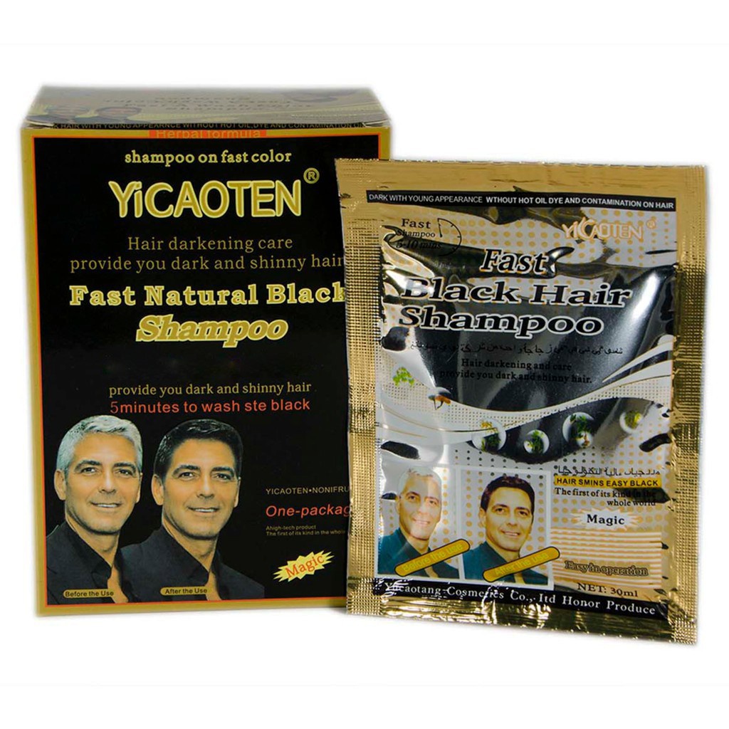 Dầu Gội Đen Tóc YiCaoTen [Hộp 10 Gói]