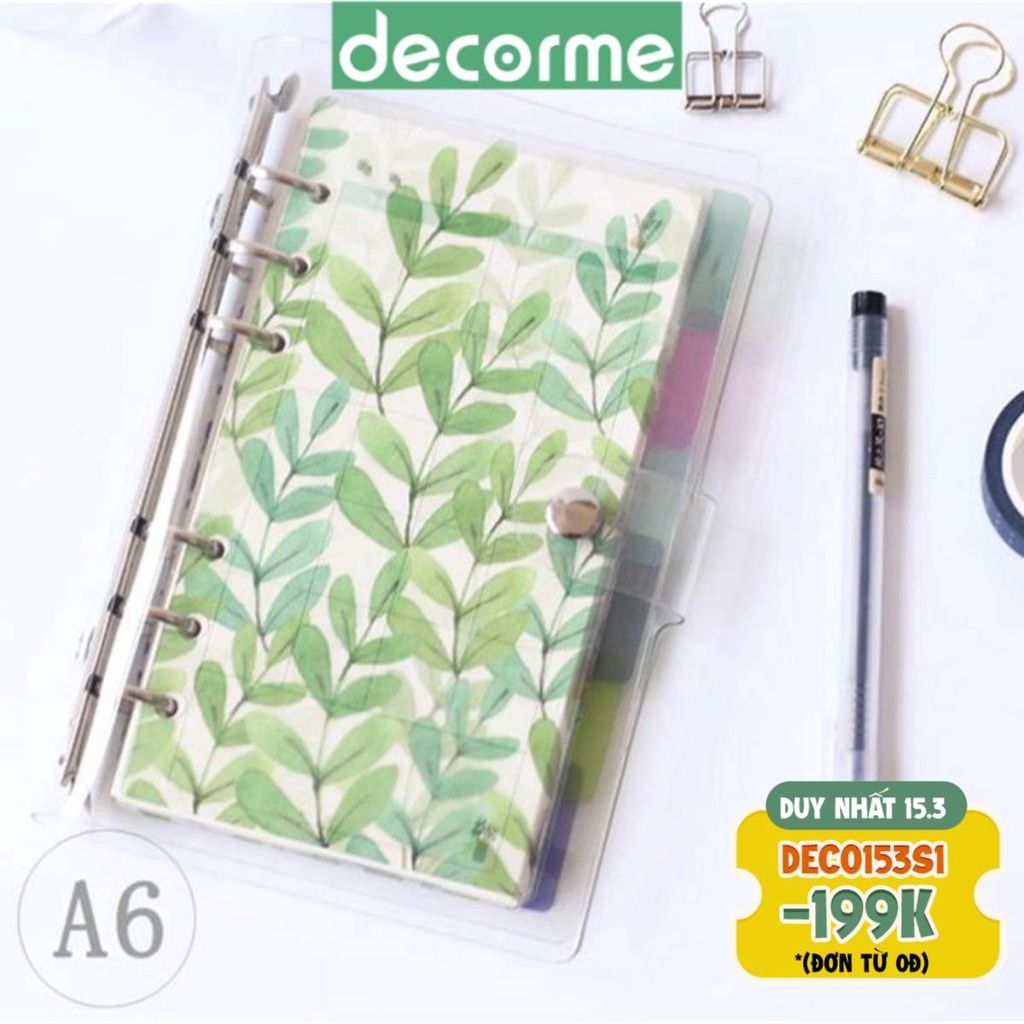 Set 6 tab FOREST phân trang sổ còng A5-A6-A7, sổ planner, bullet journal, DECORME
