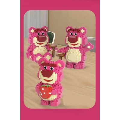 Bộ Lego Gấu Dâu Hồng Losto