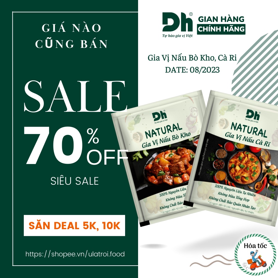 Gia Vị Nấu Cà Ri, Bò Kho Natural DH Foods Food Nguyên Liệu Nâu Ăn Bếp Ulatroi Ướp Thịt Nướng Chẩm Chéo Mắc Mật Húng Lìu