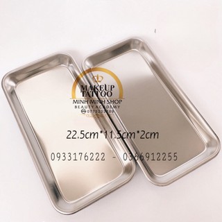 Khay chữ nhật đựng dụng cụ xăm, y tế, spa, khay inox hình chữ nhật