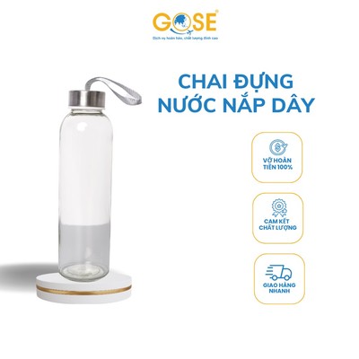 Chai thủy tinh đựng nước nắp dây xách GOSE đựng nước ép sinh tố detox nắp nhôm bạc