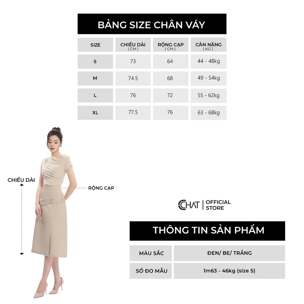 Chân Váy 𝐂𝐂𝐇𝐀𝐓 Tà Bong Bấu Ly Chất Tuytsi Cao Cấp 53CDS2011AT