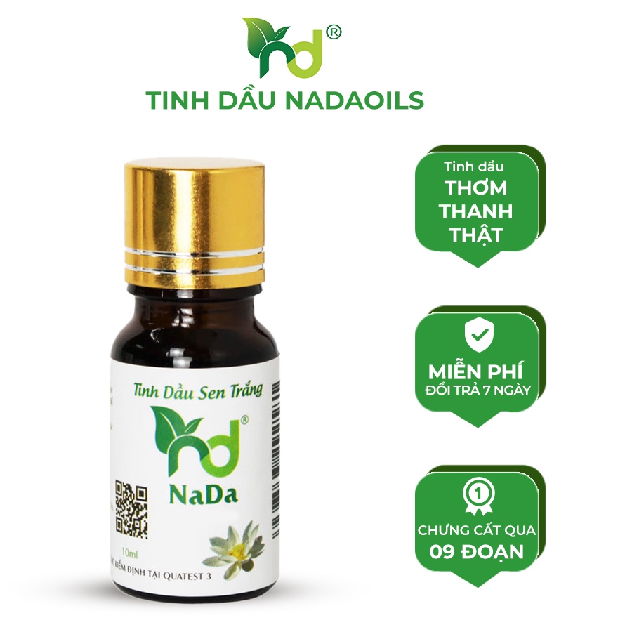 Tinh dầu sen trắng Nada Oils nguyên chất từ thiên nhiên, thơm phòng, dễ ngủ, giúp thư giãn, kiểm định quatest 3