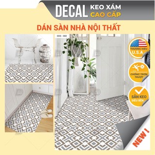 Decal KEO XÁM Dán Sàn Chuyên Dụng, Họa Tiết Gạch Bông Chống Thấm Nước Kích thước 120x60cm, Decal Cao Cấp DDS-082