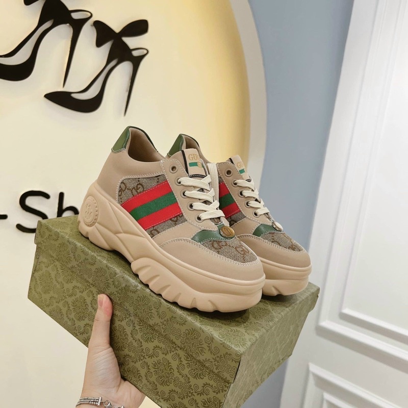 H Giày Thể Thao Nữ Đế 7p Xanh Lá Da Mềm Êm Fullbox Bill Túi Hãng Cao Cấp