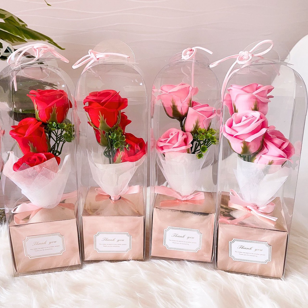 Hộp Hoa Hồng Sáp Thơm 3 Bông Nhỏ Xinh, Quà Tặng Sinh Nhật, 20/10