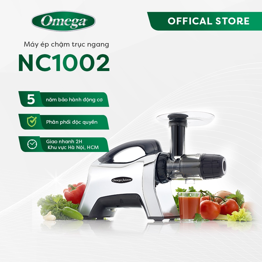 Máy Ép Chậm Cao Cấp Omega NC1002HDC Máy Ép Trái Cây Trục Ngang Nguyên Quả Công Suất Lớn Bảo Hành 5 Năm