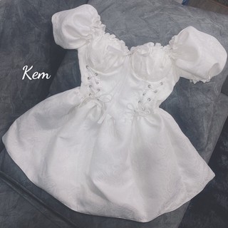 Đầm trễ vai đan dây eo điệu