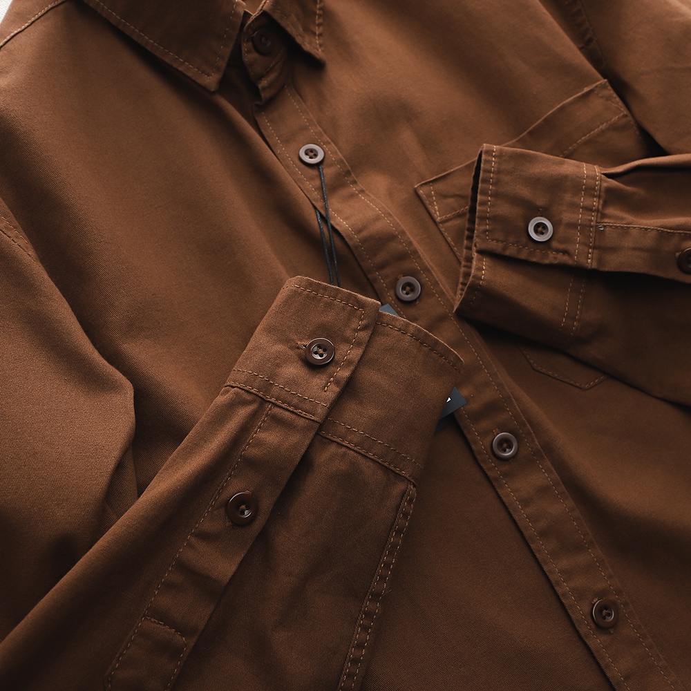 Áo sơ mi nam dài tay chất vải kaki cao cấp 1 túi Ss23 Heboz 6M - 00001436