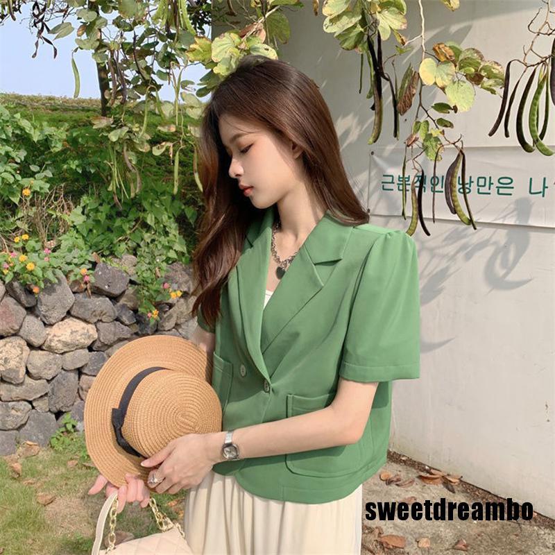 Áo Khoác Blazer Dáng Ngắn Cài Khuy Kiểu Pháp Thời Trang Xuân Hè 2023 Cho Bạn Gái