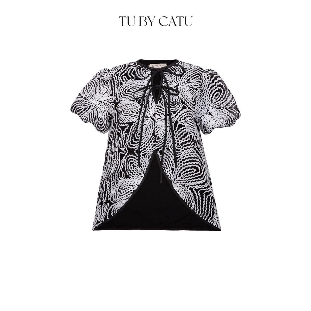 TUBYCATU | Áo ren đen sóng lai cong