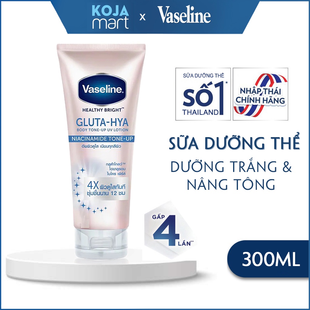 Dưỡng Thể Vaseline 4X Body Tone-Up Thái Lan 300ml (Chống Nắng Trắng Da Tức Thì Vaseline Healthy Bright Gluta-Hya 4X)