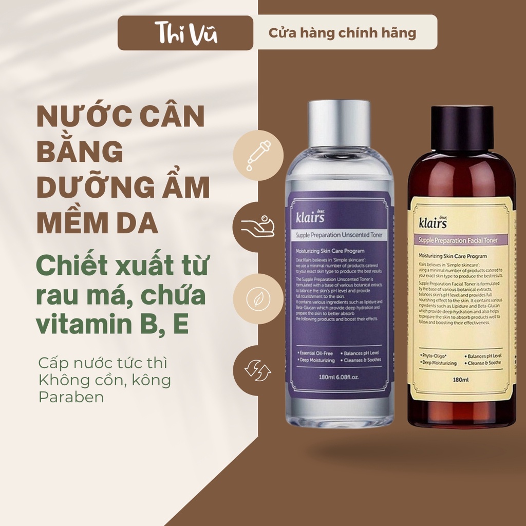 Nước cân bằng Klairs không mùi và có mùi lành tính an toán cho mọi loại da - Thi Vũ