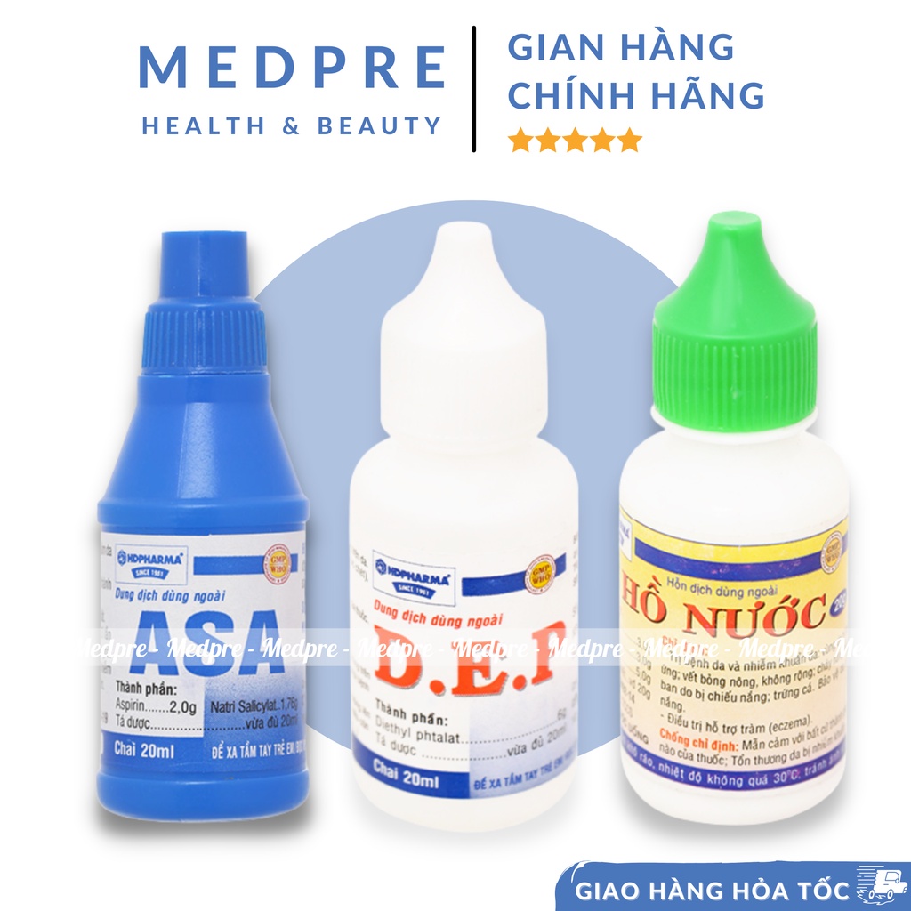 Dung dịch dùng ngoài D.E.P, Hồ nước, A.S.A - Giảm các tình trạng khó chịu, ngứa ngoài da do hắc lào, lang ben, ghẻ - Med