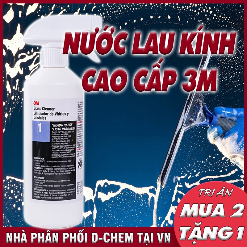 Nước Lau Kính, Xịt Kính Cao Cấp 3M 500ml Lau Vách Kính, Mặt Bếp Từ Sáng Bóng, Không Mùi Hóa Chất, Không Để Lại Vệt