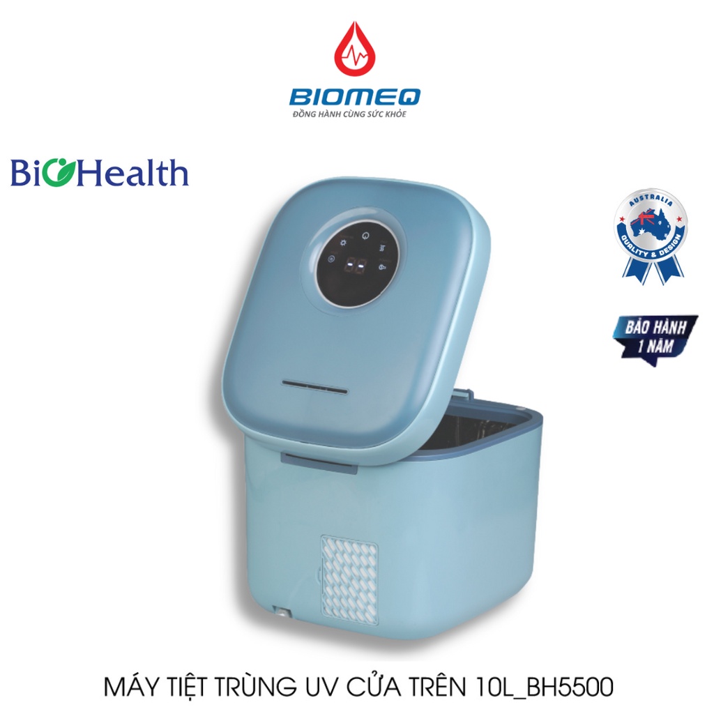 Máy tiệt trùng UV cửa trên 10L Biohealth BH5500 tiệt trùng, sấy khô tự động mọi vật dụng siêu tiện lợi
