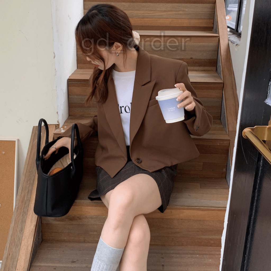 K38|Áo khoác blazer nữ hàn quốc thanh lịch croptop ngắn cá tính đi biển, đi chơi gd_order