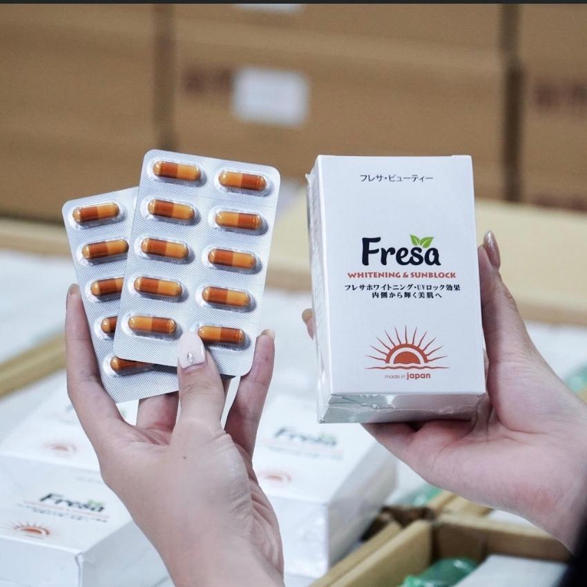 Viên uống trắng da và chống nắng nội sinh FRESA  WHITENING & SUNBLOCK  hộp 90 viên Nhật bản mẫu mới 2023