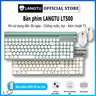 Bàn phím gaming langtu lt500 kèm chuột bàn phím không dây giả cơ layout 102 phím sạc pin gaming văn phòng
