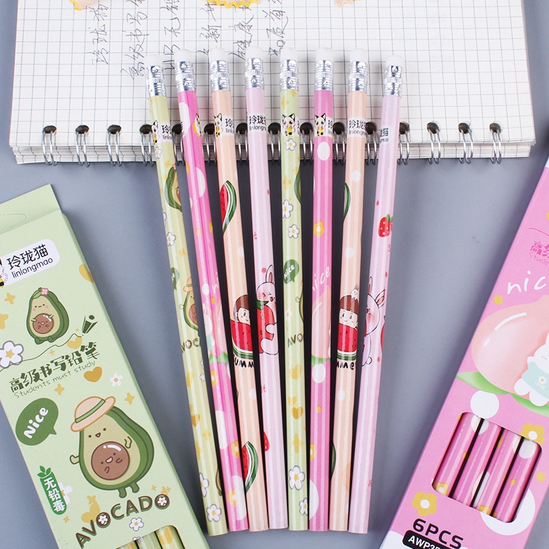 Hộp Bút Chì 2B HB 2B Kèm 10 Bút Chì Hoạt Hình Dành Cho Học Sinh