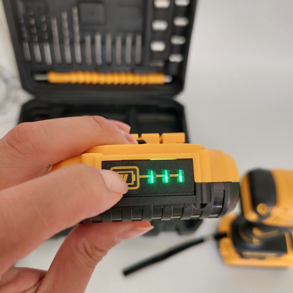 Máy khoan pin Dewalt 20v 3 chế độ - 25 cấp trượt tặng kèm phụ kiện 24 chi tiết