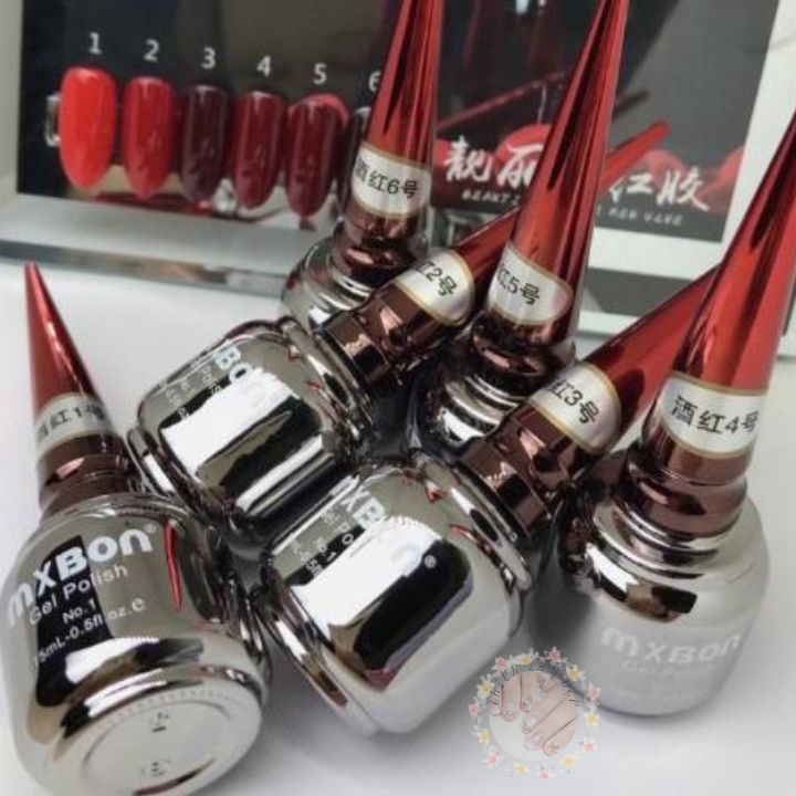 Sơn Gel MXBON 6 Màu Đỏ tôn da, chất gel đậm đặc lên chuẩn - Chính Hãng Loại 1