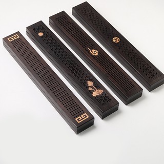Hộp đốt trầm hương không tăm bằng gỗ đàn hương đen, dài 24cm